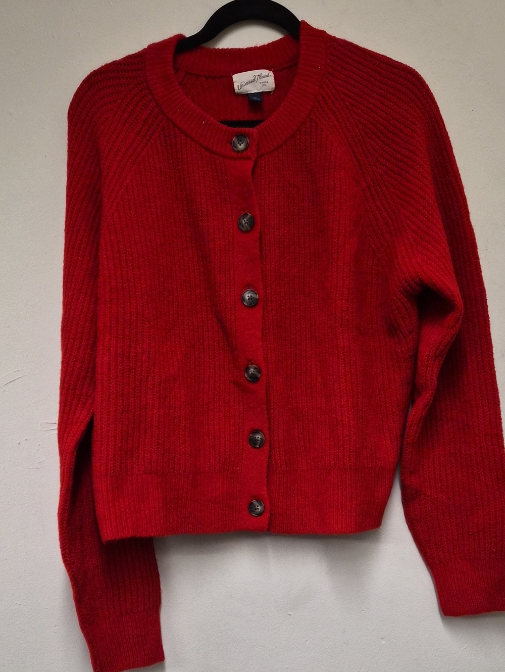 Universal Thread Red Ribbed Button-Front Cardigan | Size XL